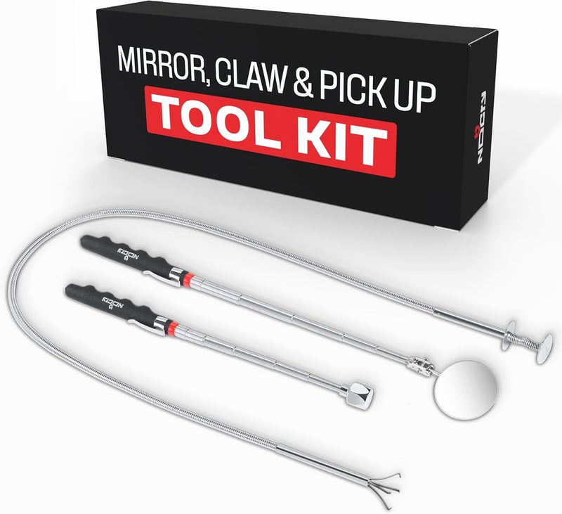 NoCry مجموعة أدوات التقاط مغناطيسية قابلة للتمديد - تشمل أداة التقاط بمخلب مرن بطول 36 بوصة، ومغناطيس على عصا بقوة سحب 16 رطل، وصينية تخزين مغناطيسية - Image 1